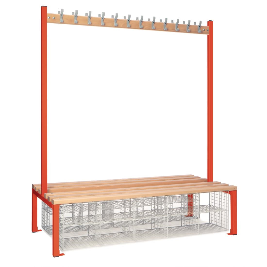 Double-Sided Island Seating with Mesh Basket Red 1500mm