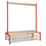 Double-Sided Island Seating with Mesh Basket Red 1500mm