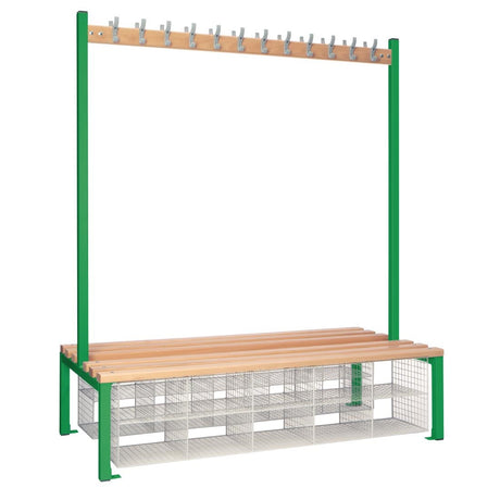 Double-Sided Island Seating with Mesh Basket Green 1500mm