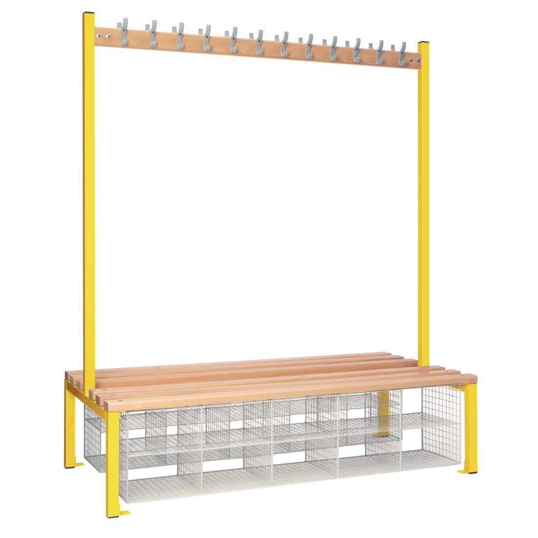 Double-Sided Island Seating with Mesh Basket Yellow 1500mm