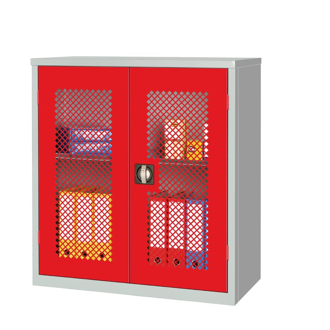 Small Mesh-Fronted Stock Control Cupboard Red