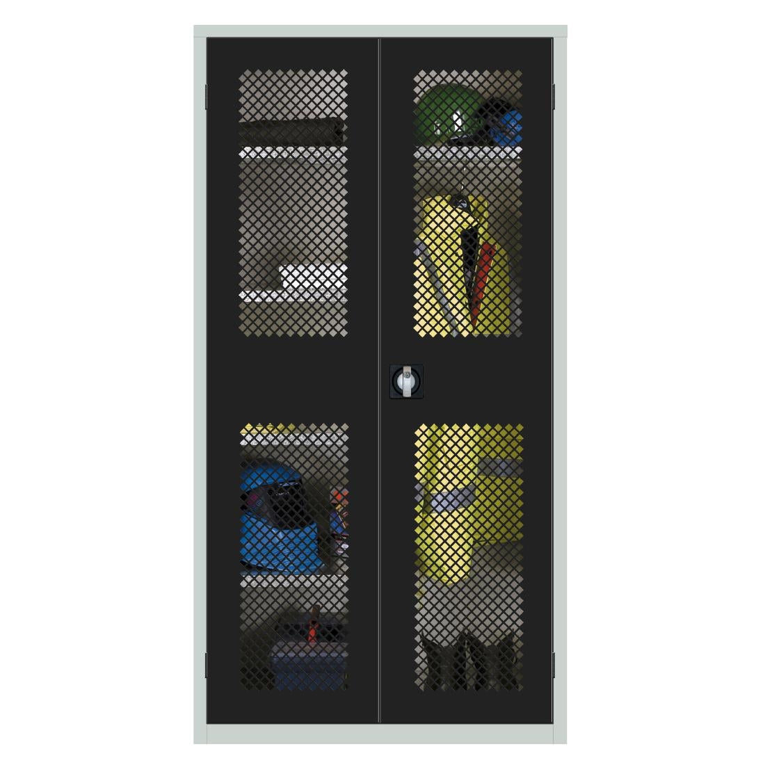 Clothing and Equipment Mesh-Fronted Cupboard Black