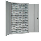 51 Tray High-Capacity Storage Cupboard - Grey with Transparent Trays