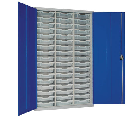 51 Tray High-Capacity Storage Cupboard - Blue with Transparent Trays