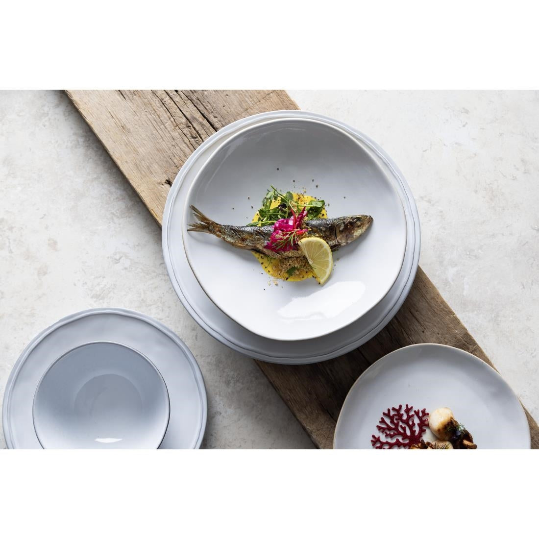 Olympia Raw Recycled Clay Coupe Plates White 280mm (6 Pack)