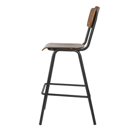 Bolero Cantina Back Rest High Stool with Seat Pad Dark Walnut Effect