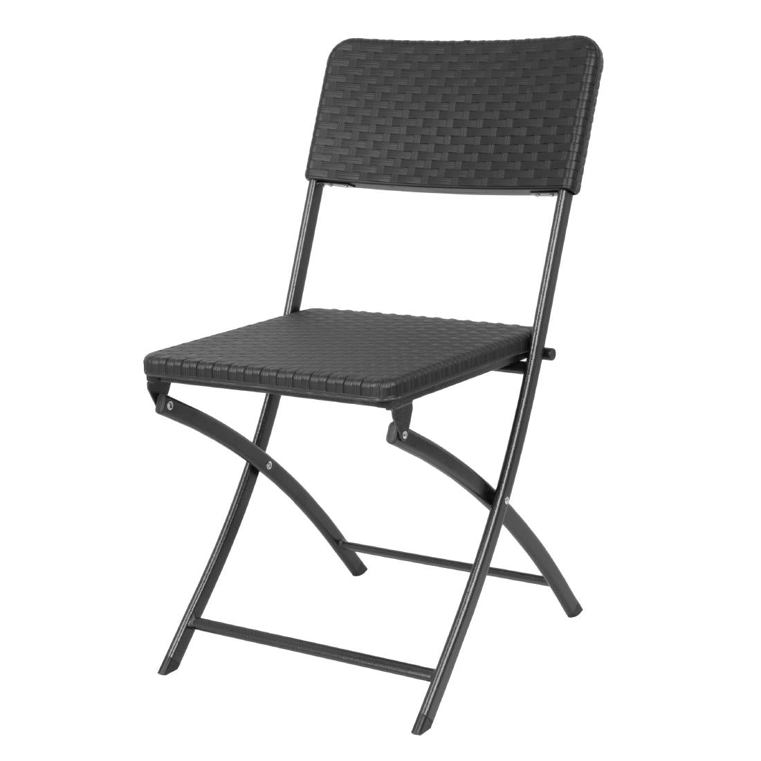 Bolero Rattan Folding Chair Black (2 Pack)
