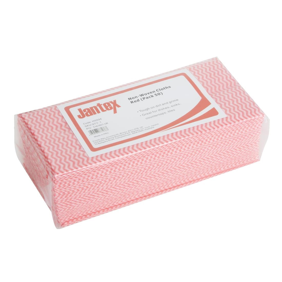 Jantex Non-Woven Cloths Red (Pack of 50)