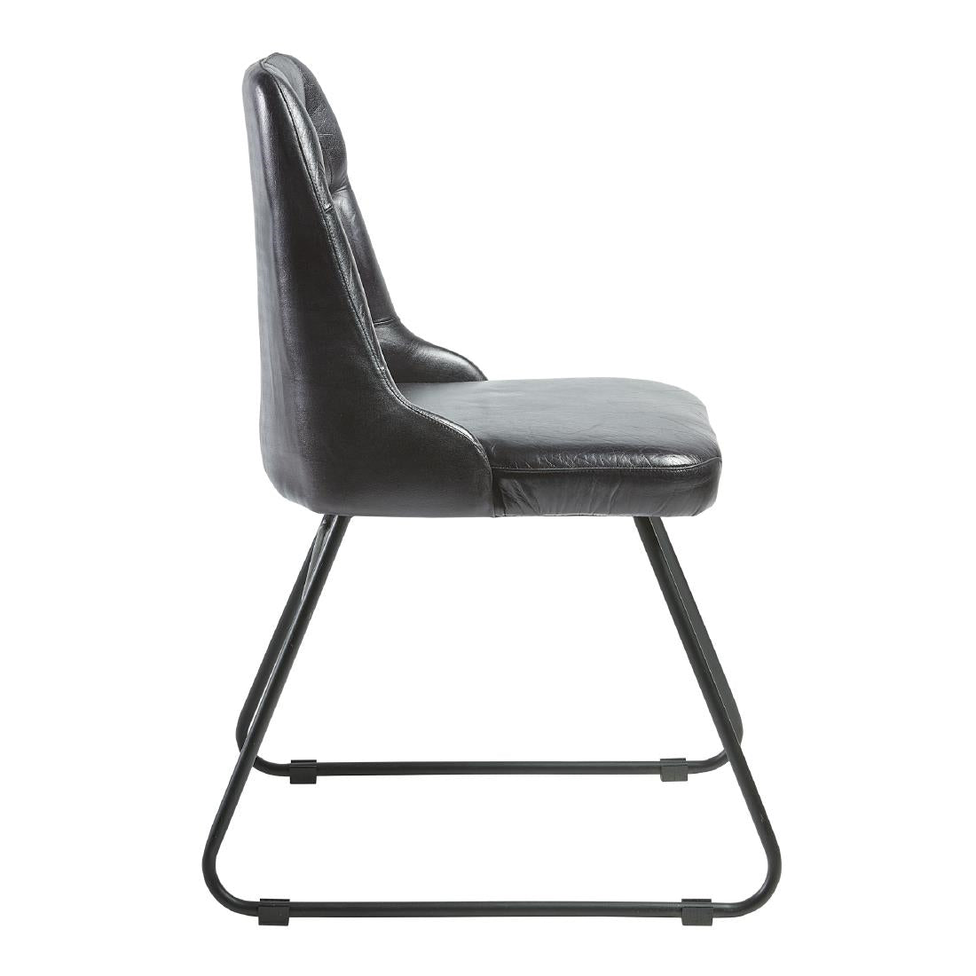 Harland Side Chairs Leather Vintage Black (2 Pack)