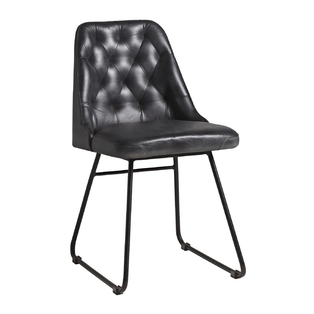 Harland Side Chairs Leather Vintage Black (2 Pack)