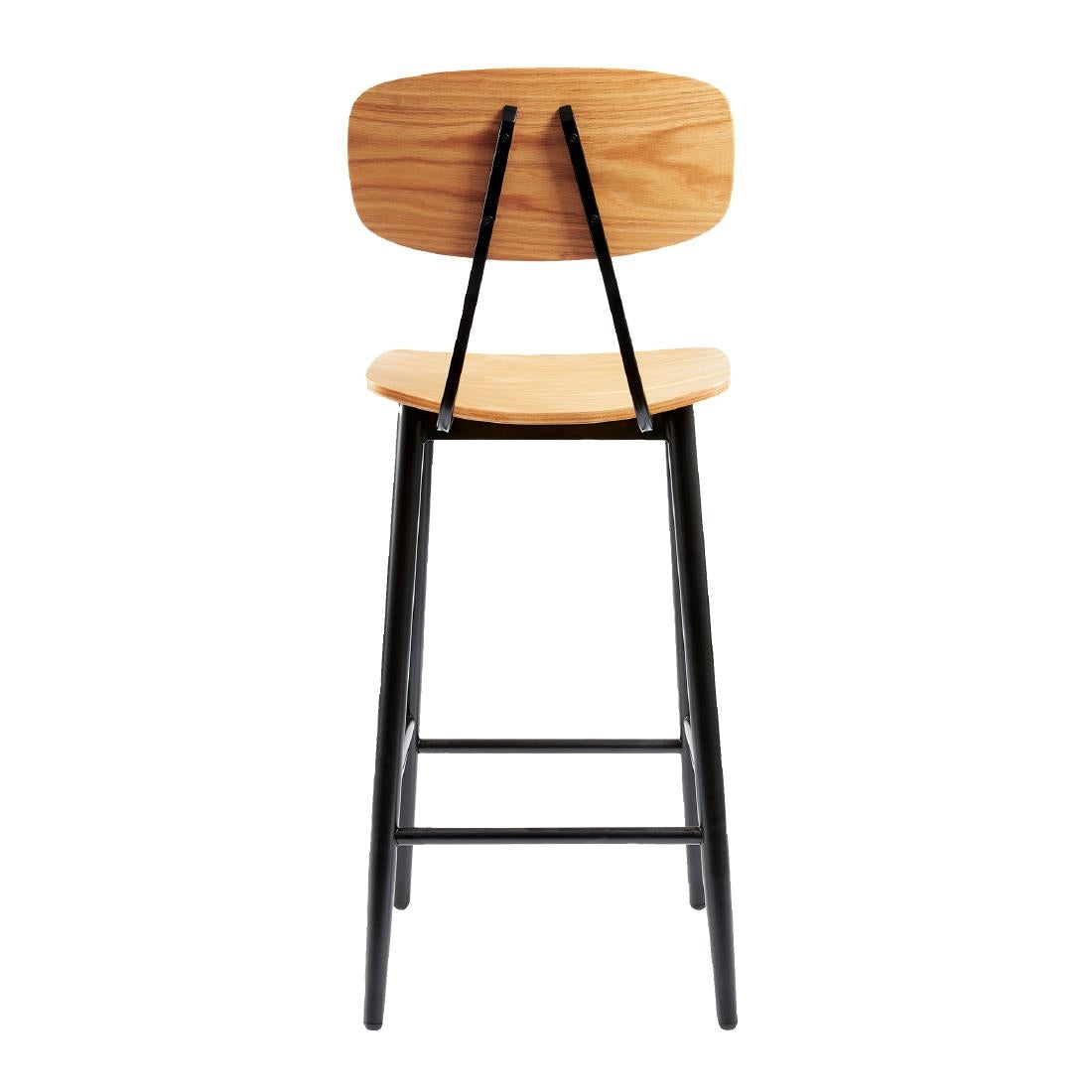 Juna Bar Stool Ply Oak & Black Steel (2 Pack)