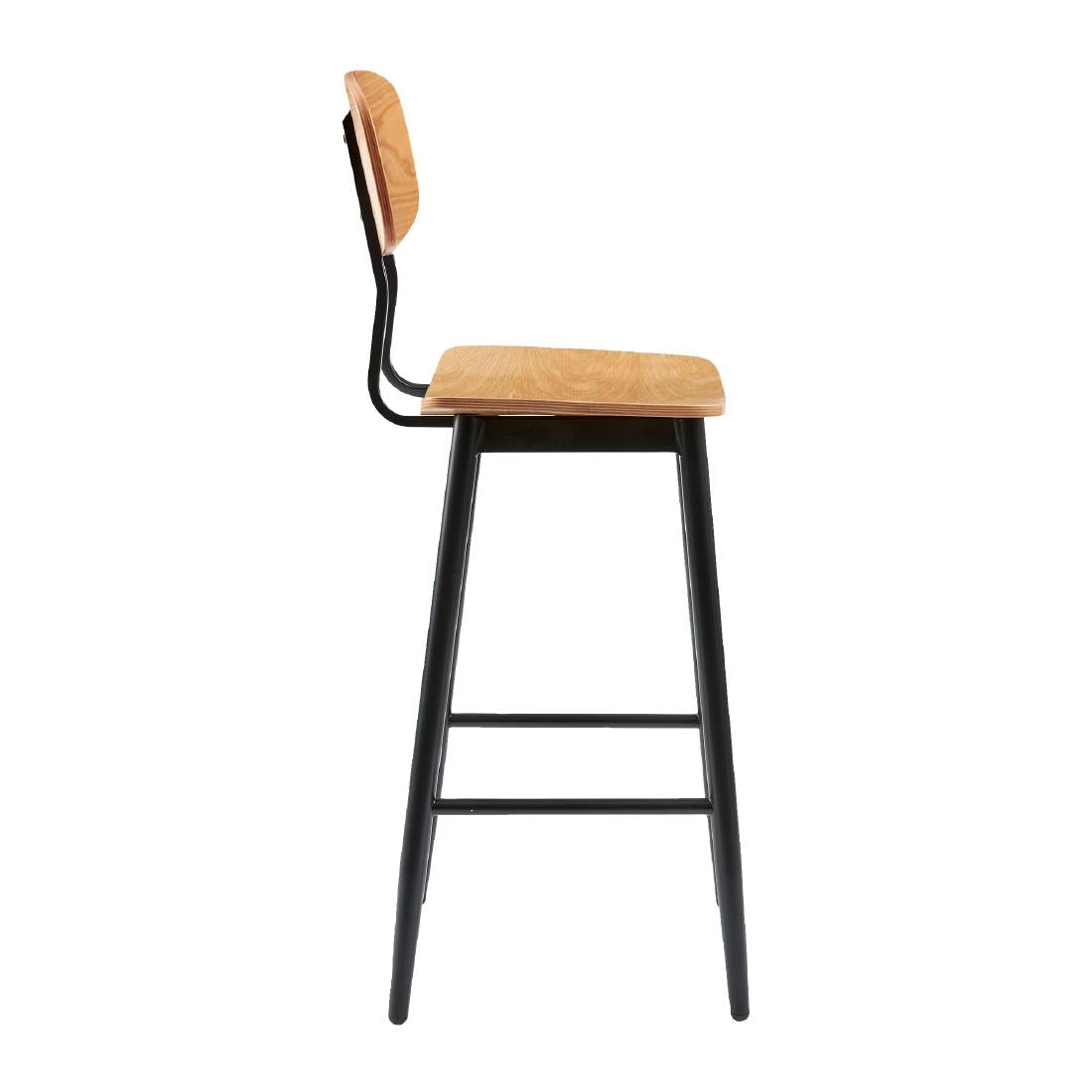 Juna Bar Stool Ply Oak & Black Steel (2 Pack)