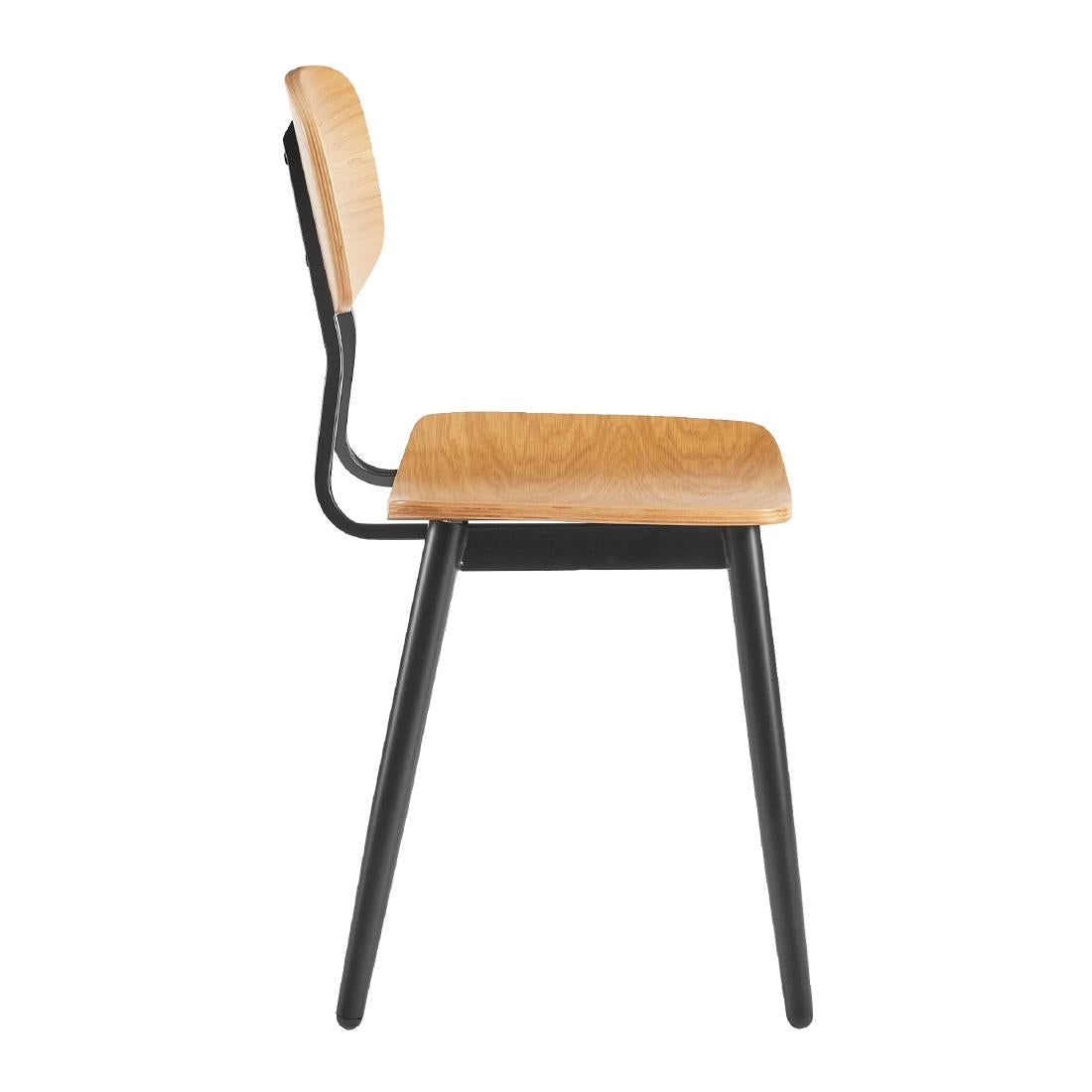Juna Side Chairs Ply Oak & Black Steel (2 Pack)