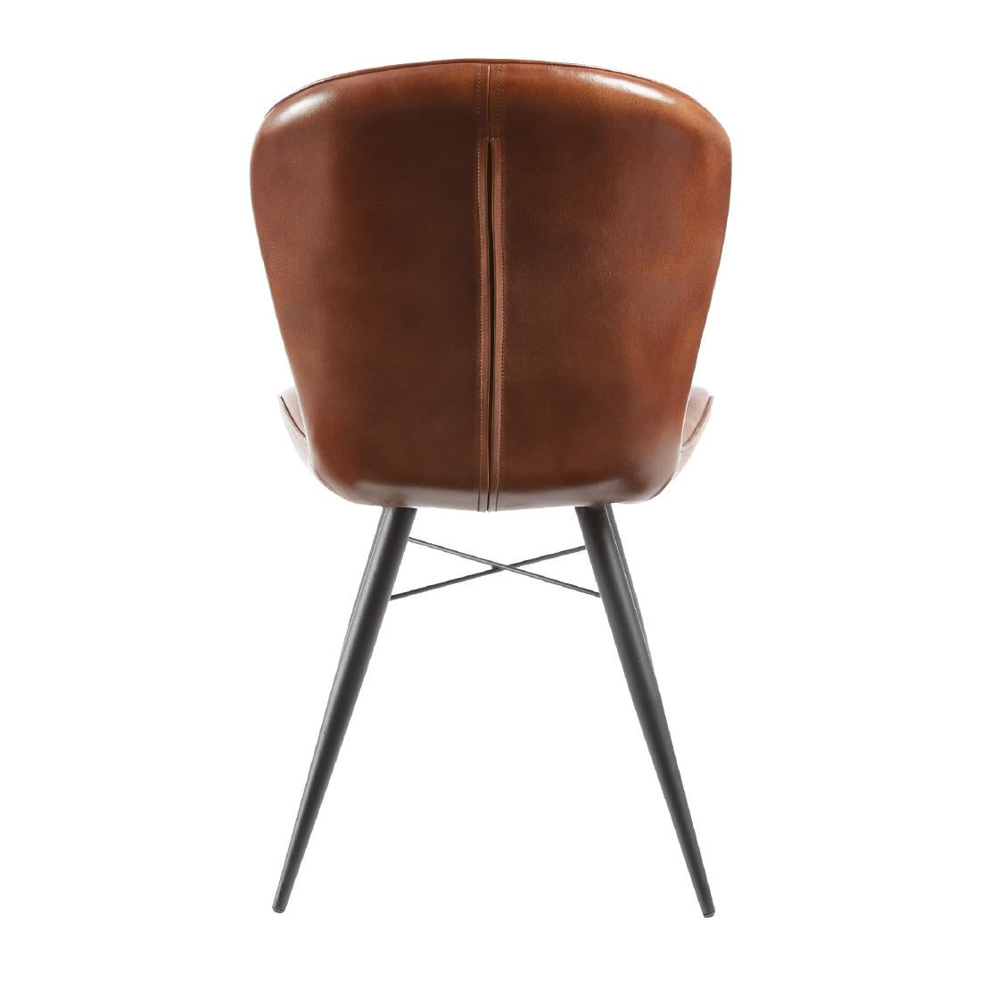 Lena Side Chair Pecan Brown leather (2 Pack)