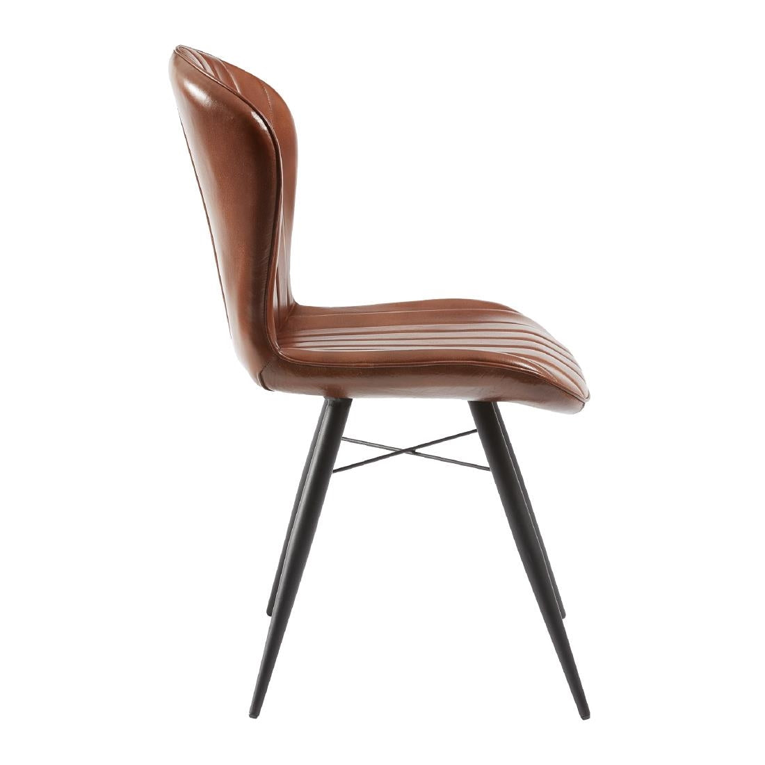 Lena Side Chair Pecan Brown leather (2 Pack)