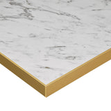 Omega Square Laminate Table Top White Carrara Marble 600x600mm