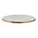Omega Round Laminate Table Top White Carrara Marble 700mm