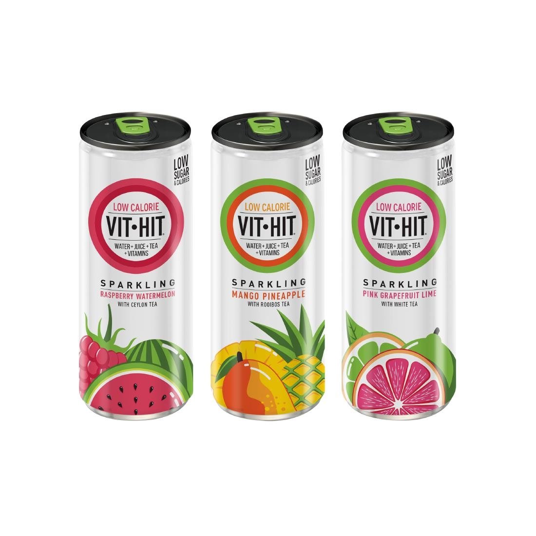 VITHIT Sparkling Mango & Pineapple Vitamin Water 330ml (12 Pack)