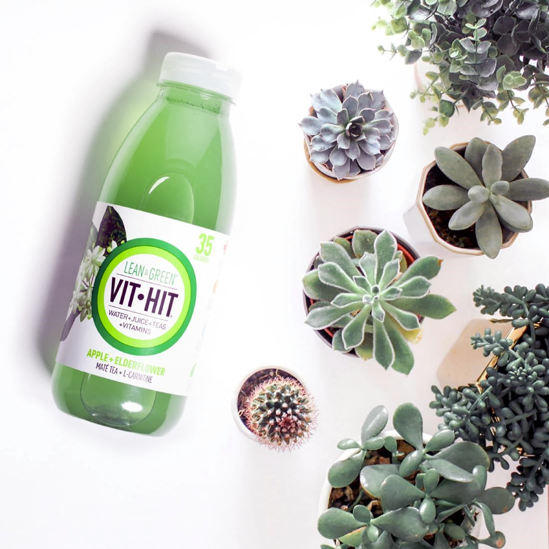 VITHIT Lean & Green Apple & Elderflower Vitamin Water 500ml (12 Pack)