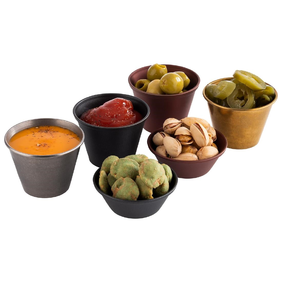 APS Dip Bowls Grey/Black 40ml (6 Pack)