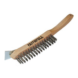 Faithfull Heavy Duty Wire Grill Brush 4 Row with Scraper