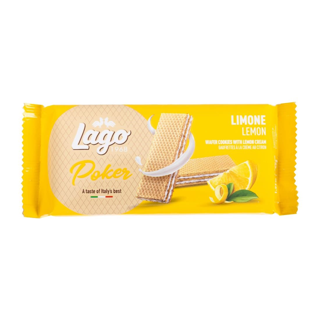 Gastone Lago Poker Lemon Cream Wafers 45g (20 Pack)
