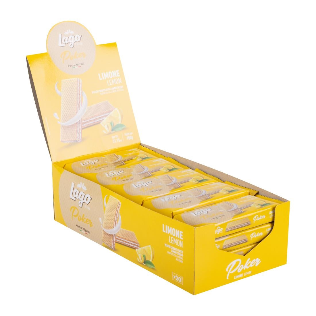 Gastone Lago Poker Lemon Cream Wafers 45g (20 Pack)