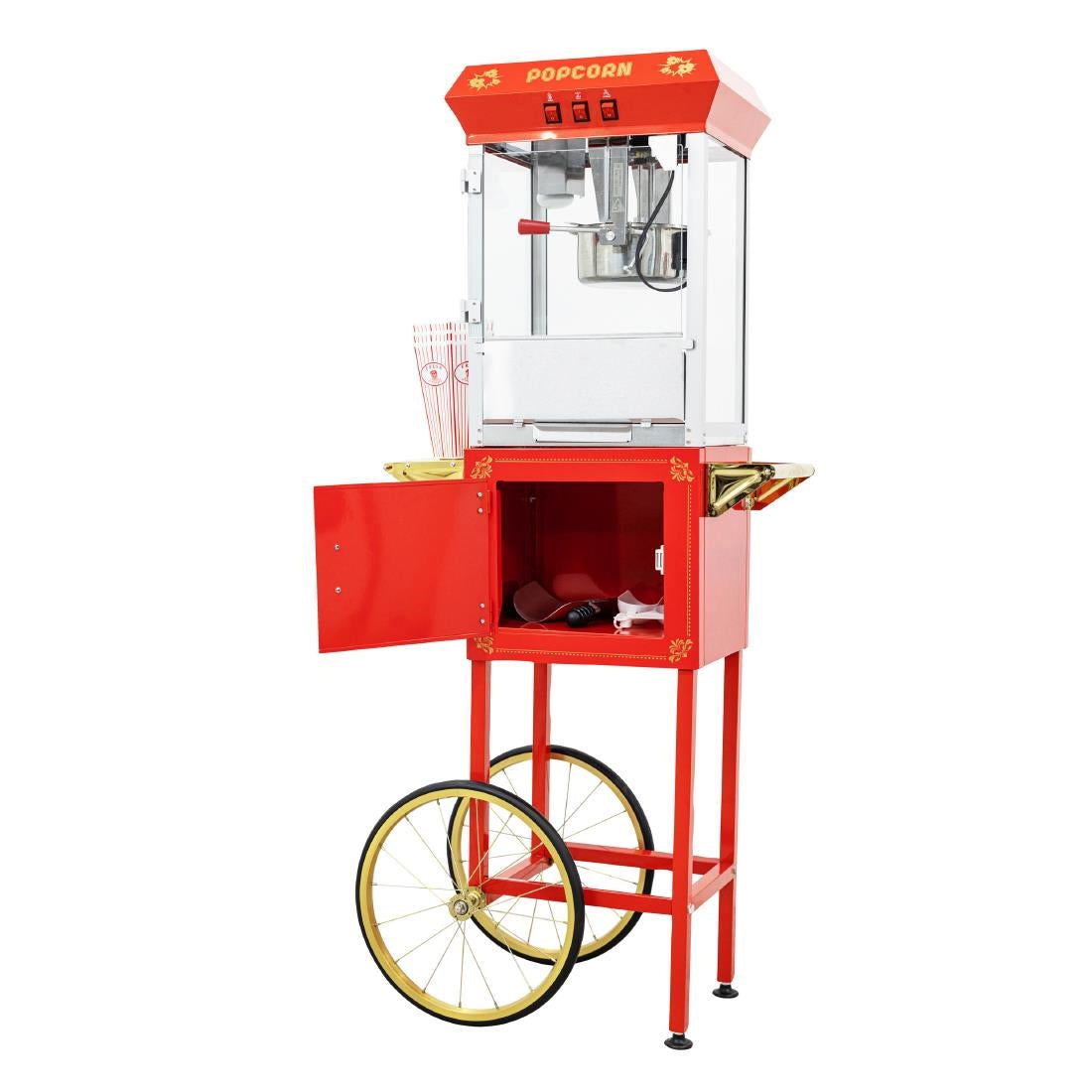 A1 Equipment 8oz Popcorn Machine with Cart Red