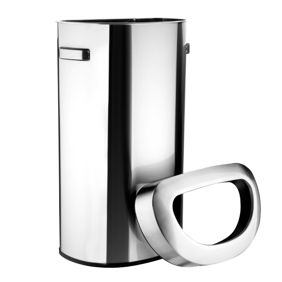 Bolero 'D' Shape Bin with Open Lid Brushed Steel 86Ltr