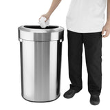 Bolero 'D' Shape Bin with Open Lid Brushed Steel 86Ltr