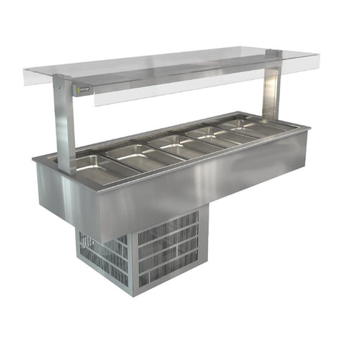 Cossiga Linear Series Drop-in Refrigerated Well w/Flat Top Sneeze Guard 1825mm