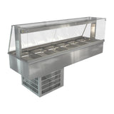 Cossiga Linear Series Drop-in Refrigerated Well Full Square Glass Gantry 2165mm