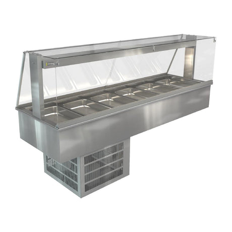 Cossiga Linear Series Drop-in Refrigerated Well Full Square Glass Gantry 2165mm