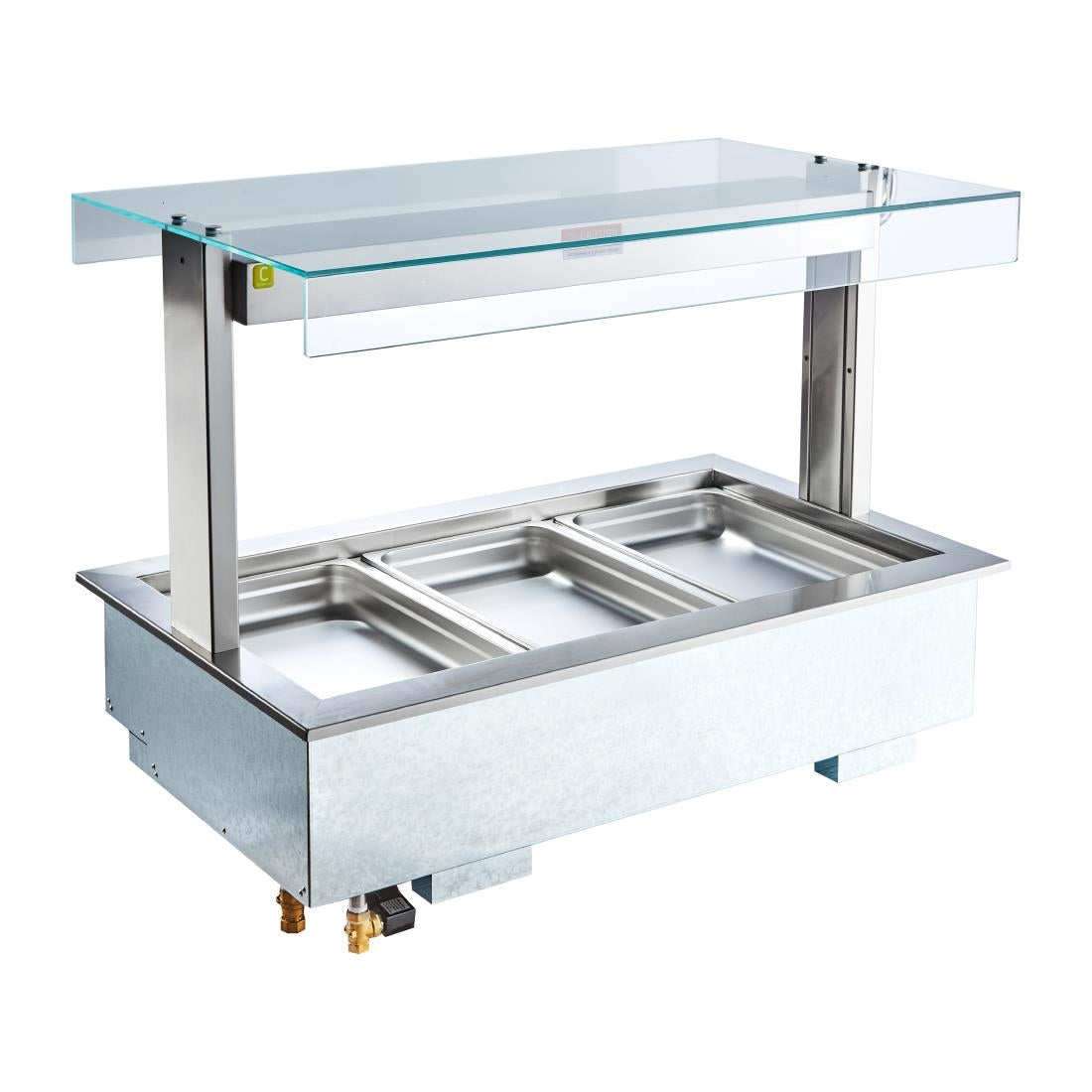 Cossiga Linear Series Drop-in Bain Marie 3x1/1GN w/Flat Top Sneeze Guard 1145mm