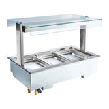 Cossiga Linear Series Drop-in Bain Marie 3x1/1GN w/Flat Top Sneeze Guard 1145mm