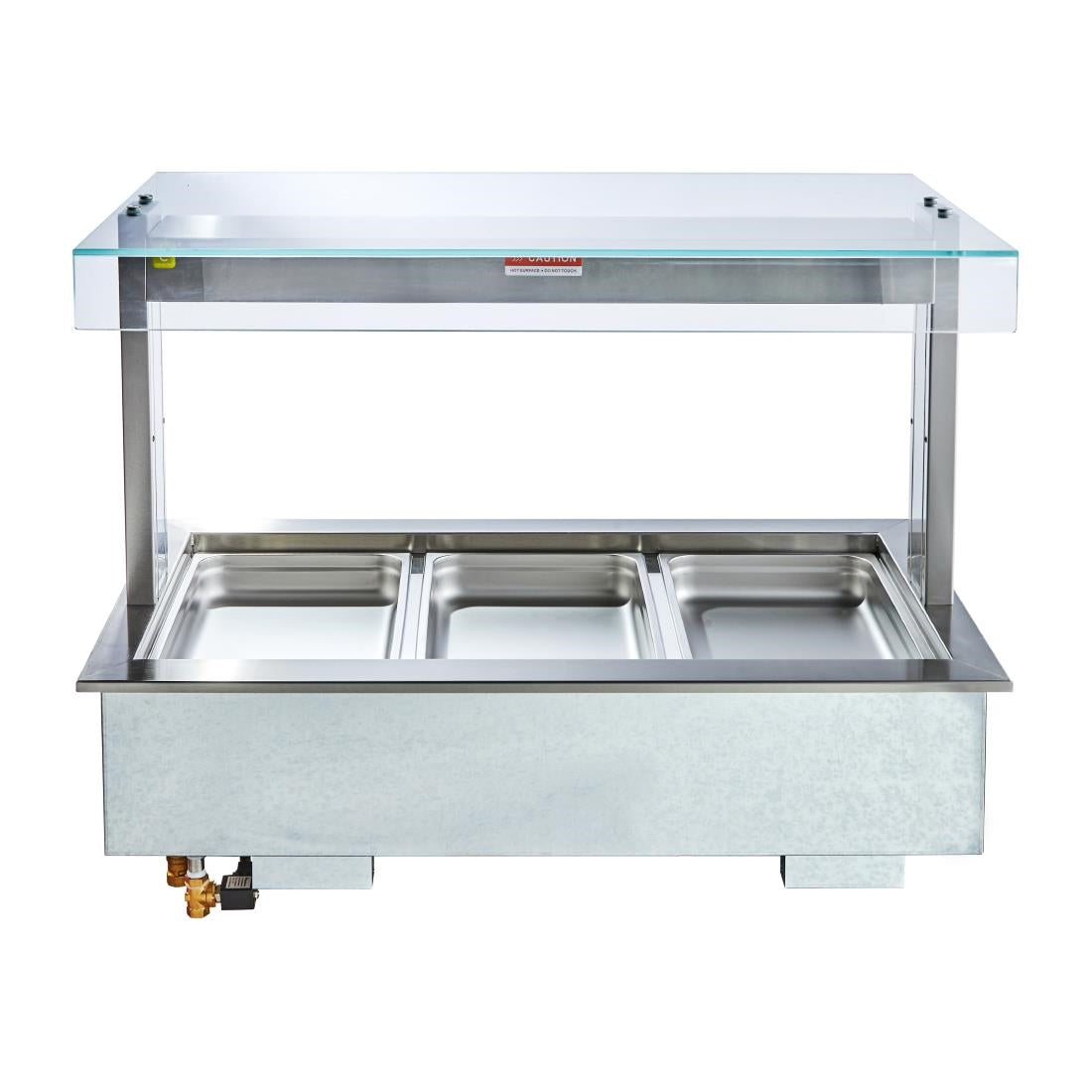 Cossiga Linear Series Drop-in Bain Marie 3x1/1GN w/Flat Top Sneeze Guard 1145mm