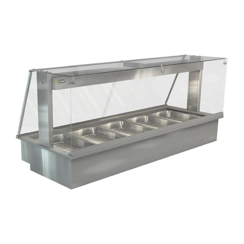 Cossiga Linear Series Drop-in Bain Marie 5x1/1GN w/Square Glass Assisted Service 1825mm