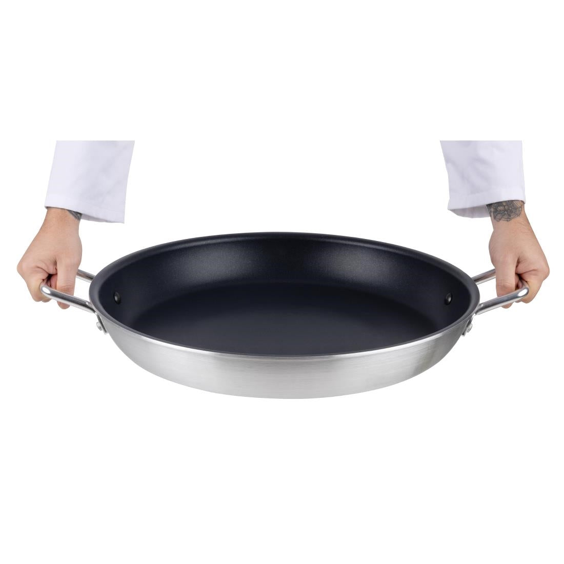 Vogue Aluminium Non-stick Teflon Platinum Plus Paella Pan 45cm