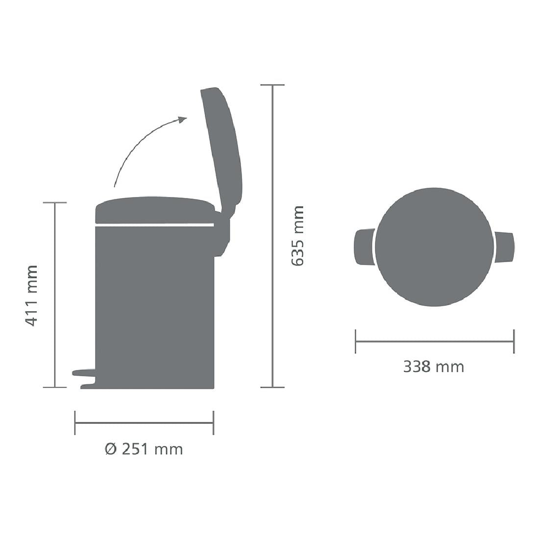 Brabantia NewIcon Pedal Bin Bucket Brilliant Steel 12Ltr