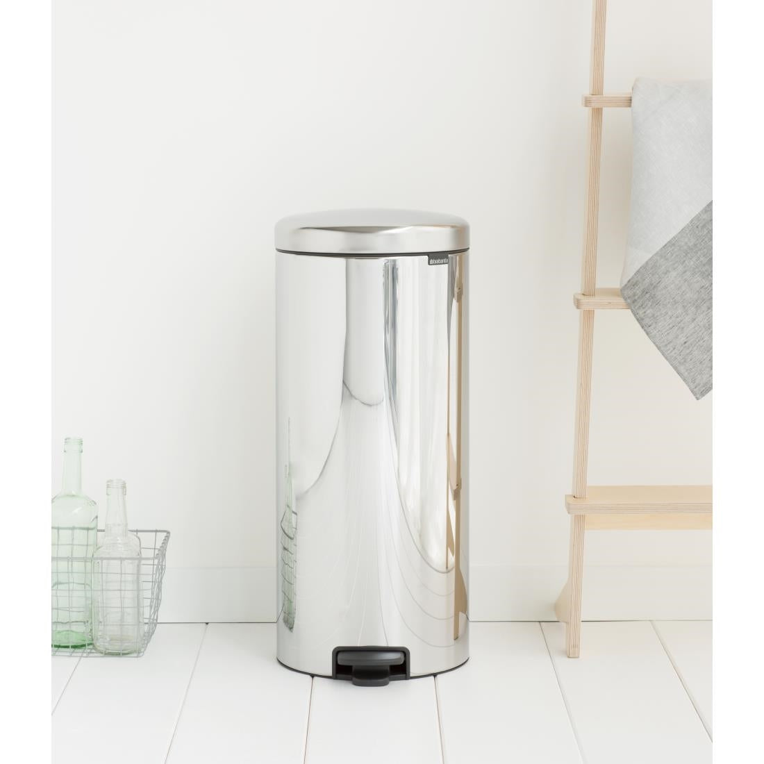 Brabantia NewIcon Pedal Bin Bucket Brilliant Steel 30Ltr