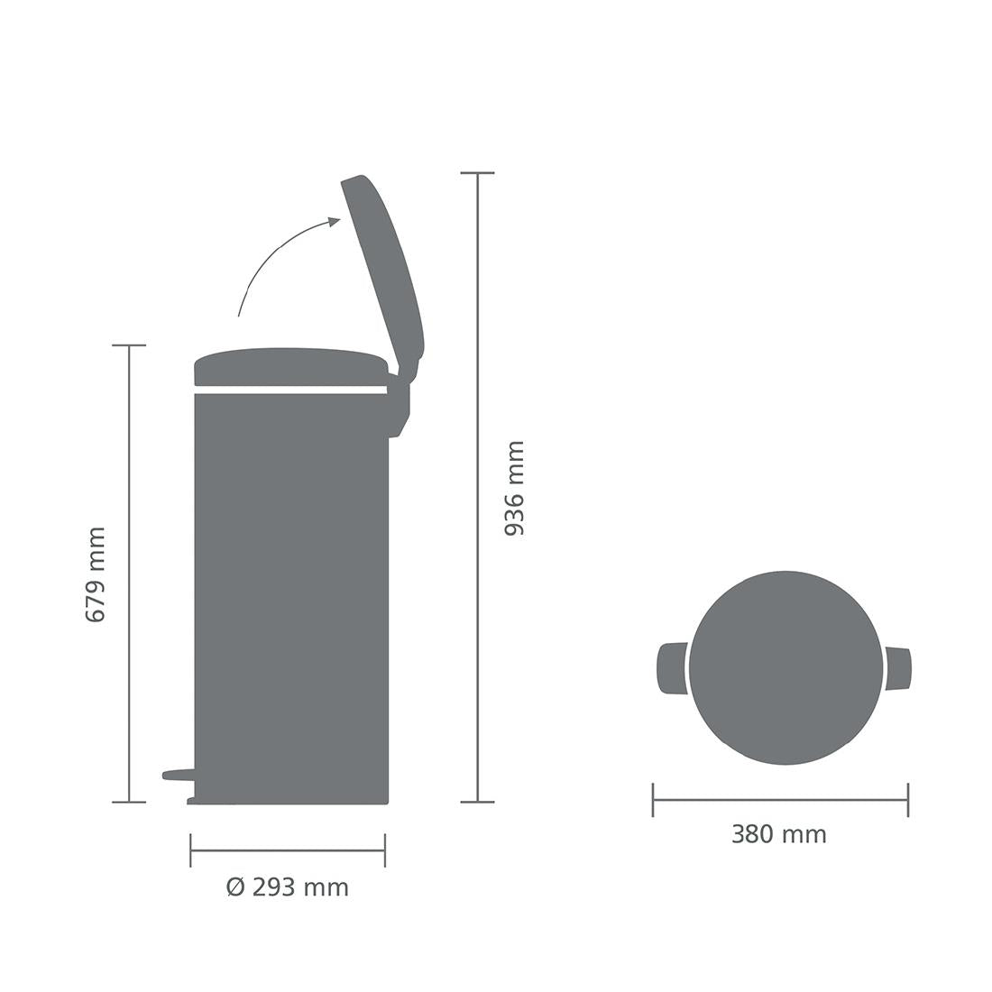 Brabantia NewIcon Pedal Bin Bucket Brilliant Steel 30Ltr