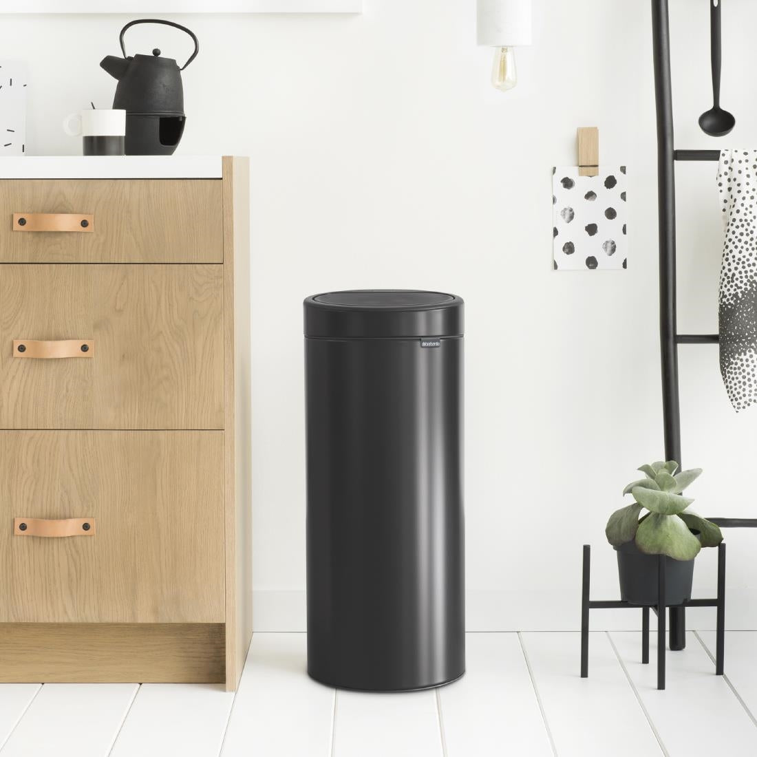 Brabantia Touch Bin Matt Black 30Ltr