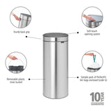 Brabantia Touch Bin Matt Steel 30Ltr