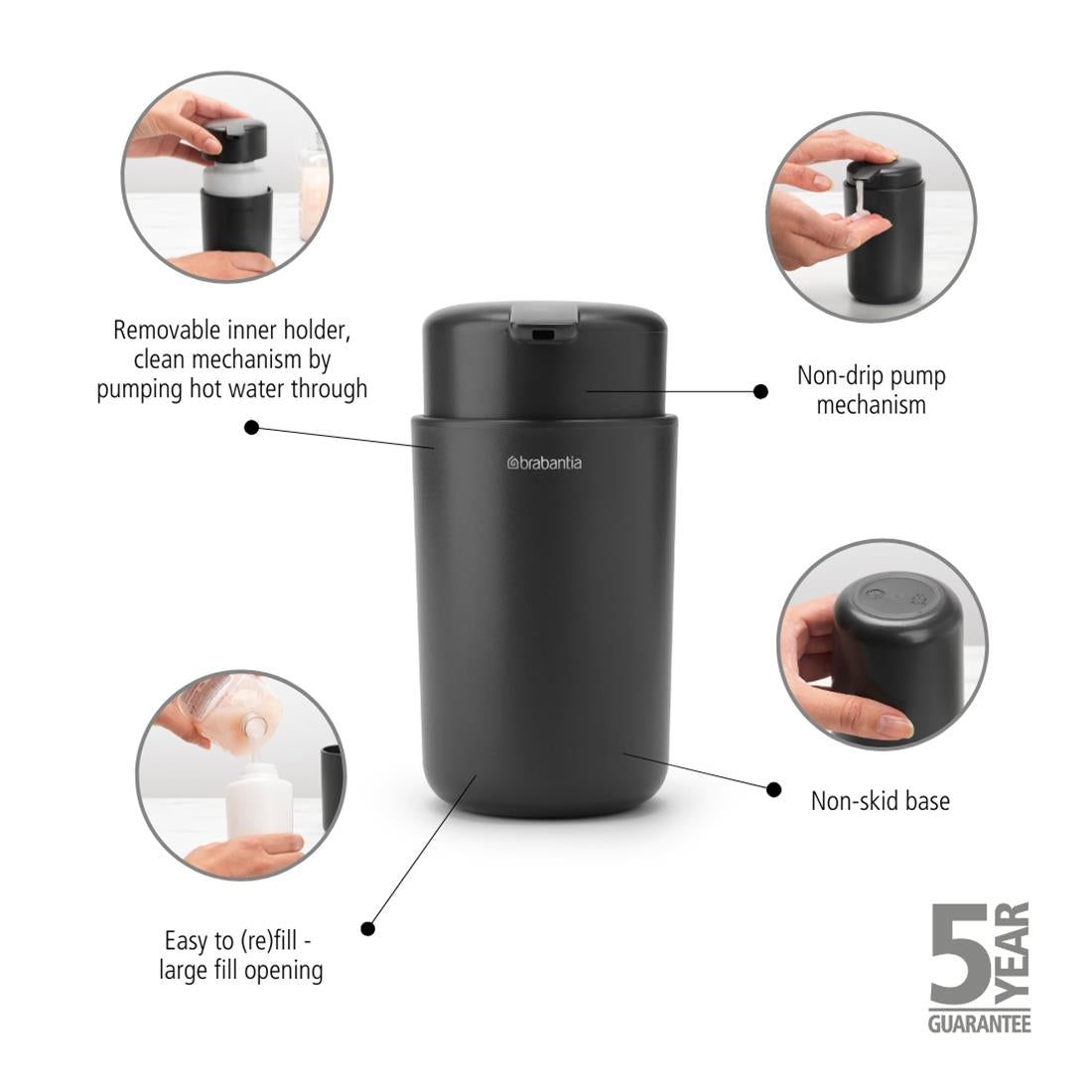 Brabantia Renew Soap Dispenser Dark Grey