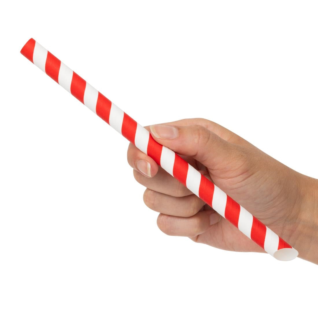 Fiesta Compostable Bubble Tea Straws Red & White 210mm (150 Pack)