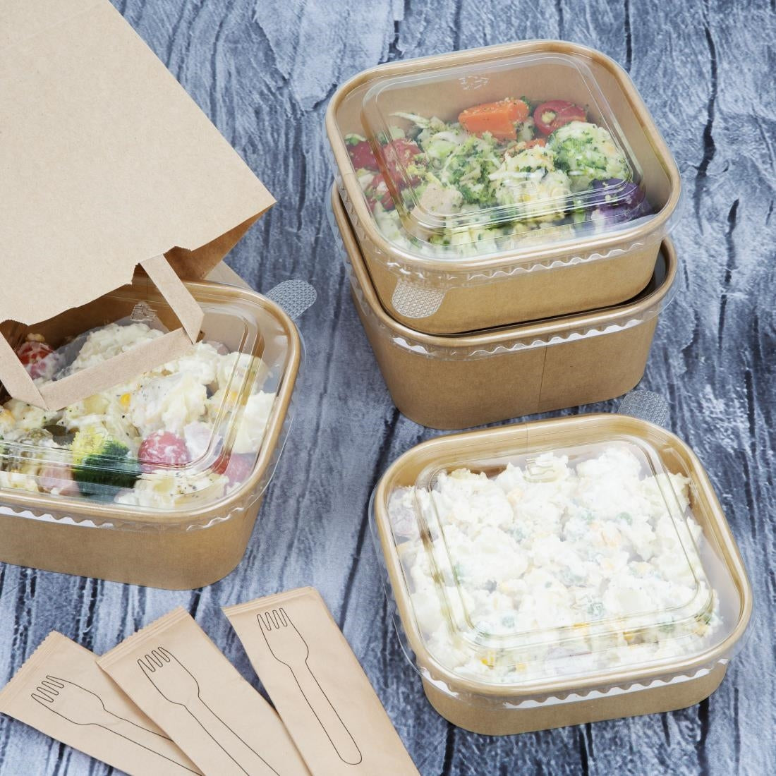 Fiesta Recyclable PET lid for Square Container Bases (300 Pack)