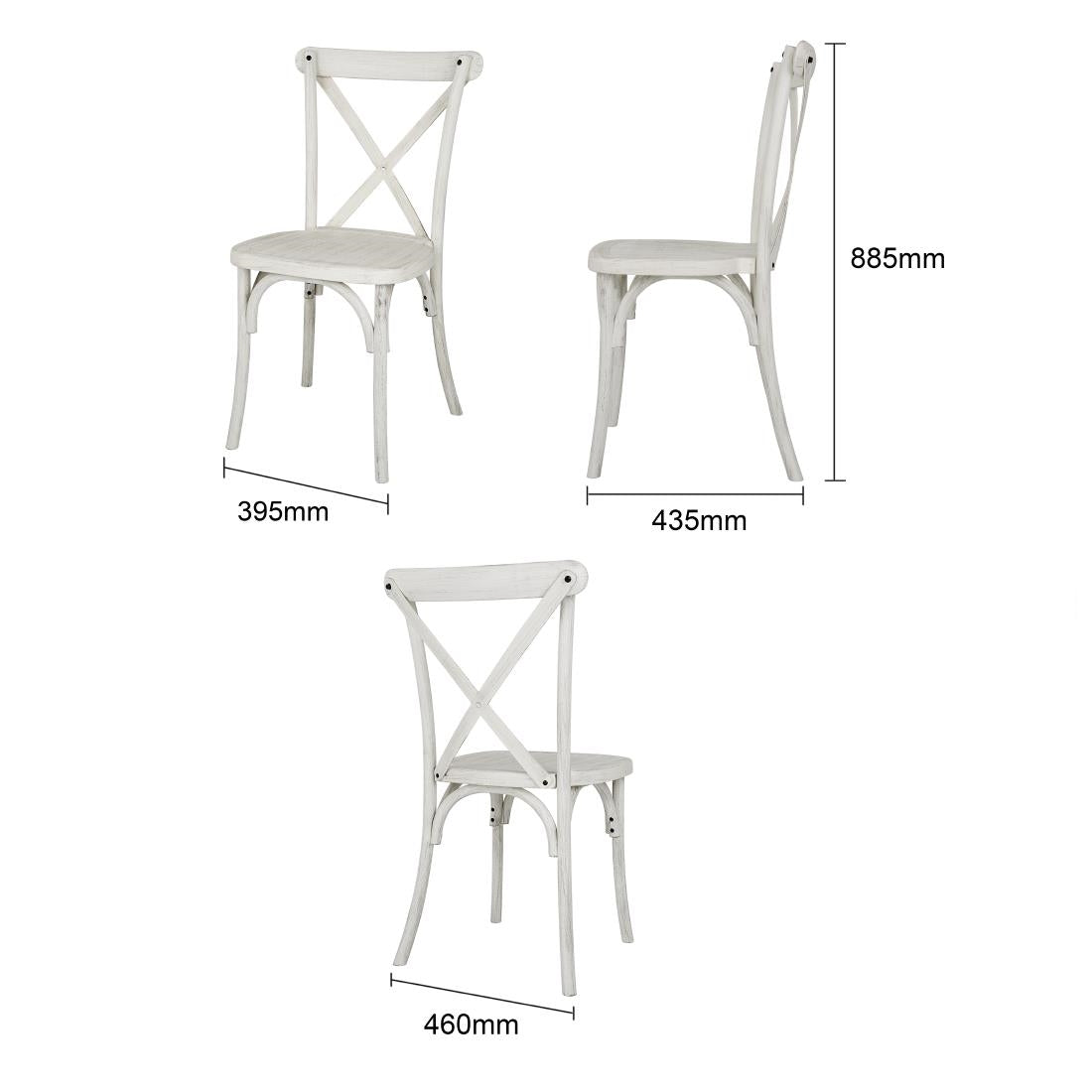 Bolero Manhattan Cross-Back Resin Chairs Limewash (4 Pack)