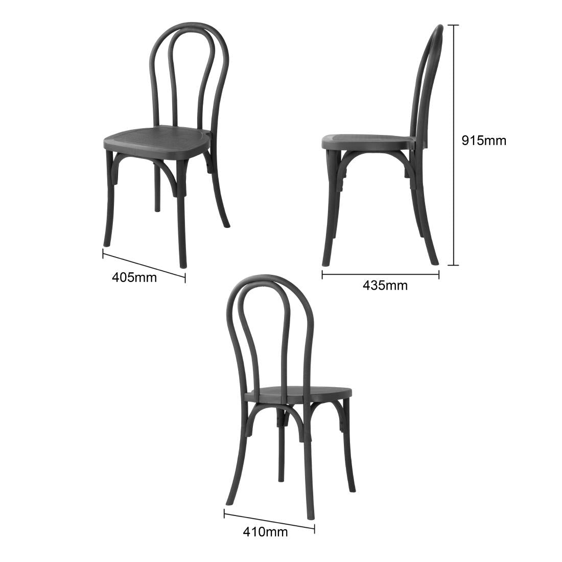 Bolero Soho Bentwood Style Resin Chairs Black (4 Pack)