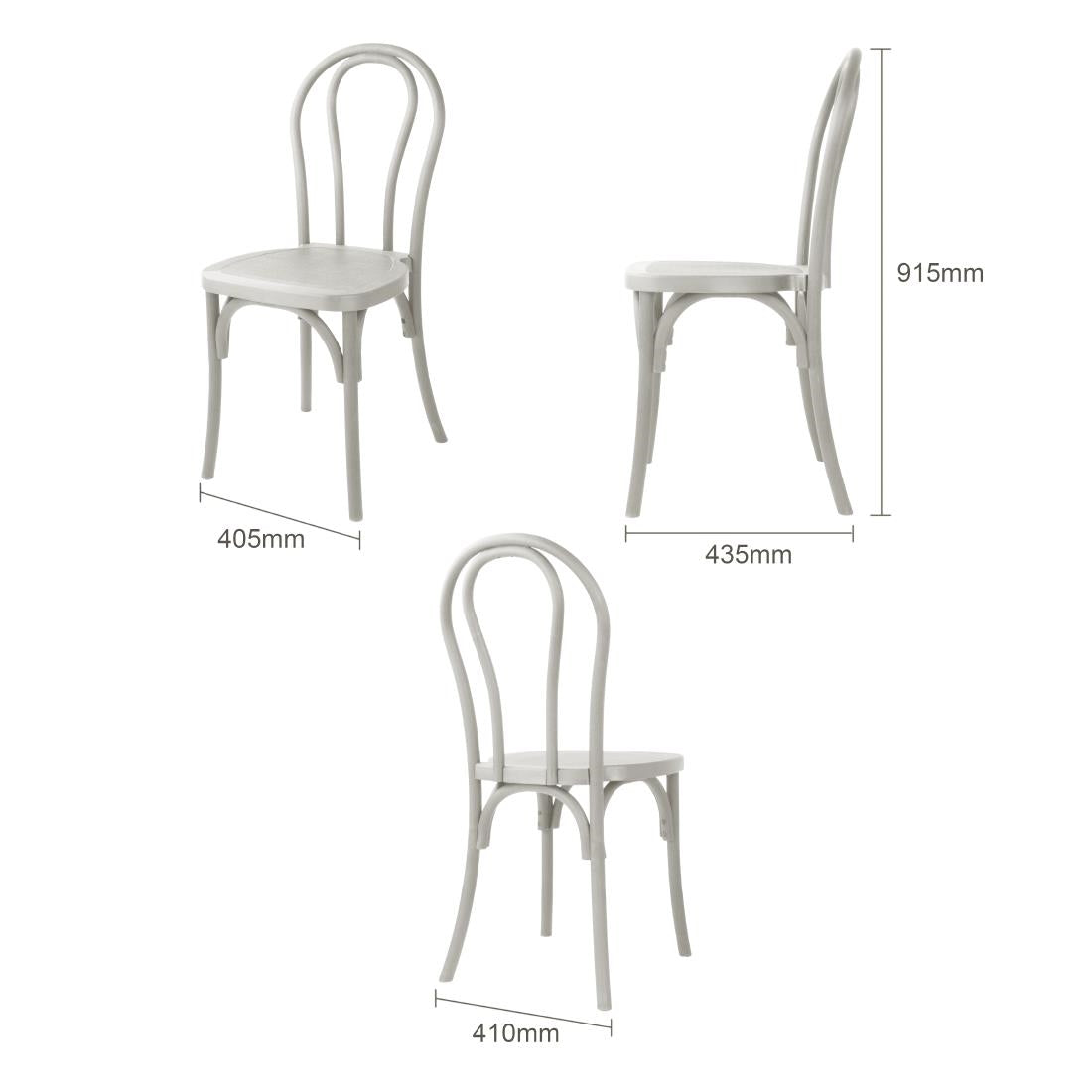 Bolero Soho Bentwood Style Resin Chairs Limewash (4 Pack)