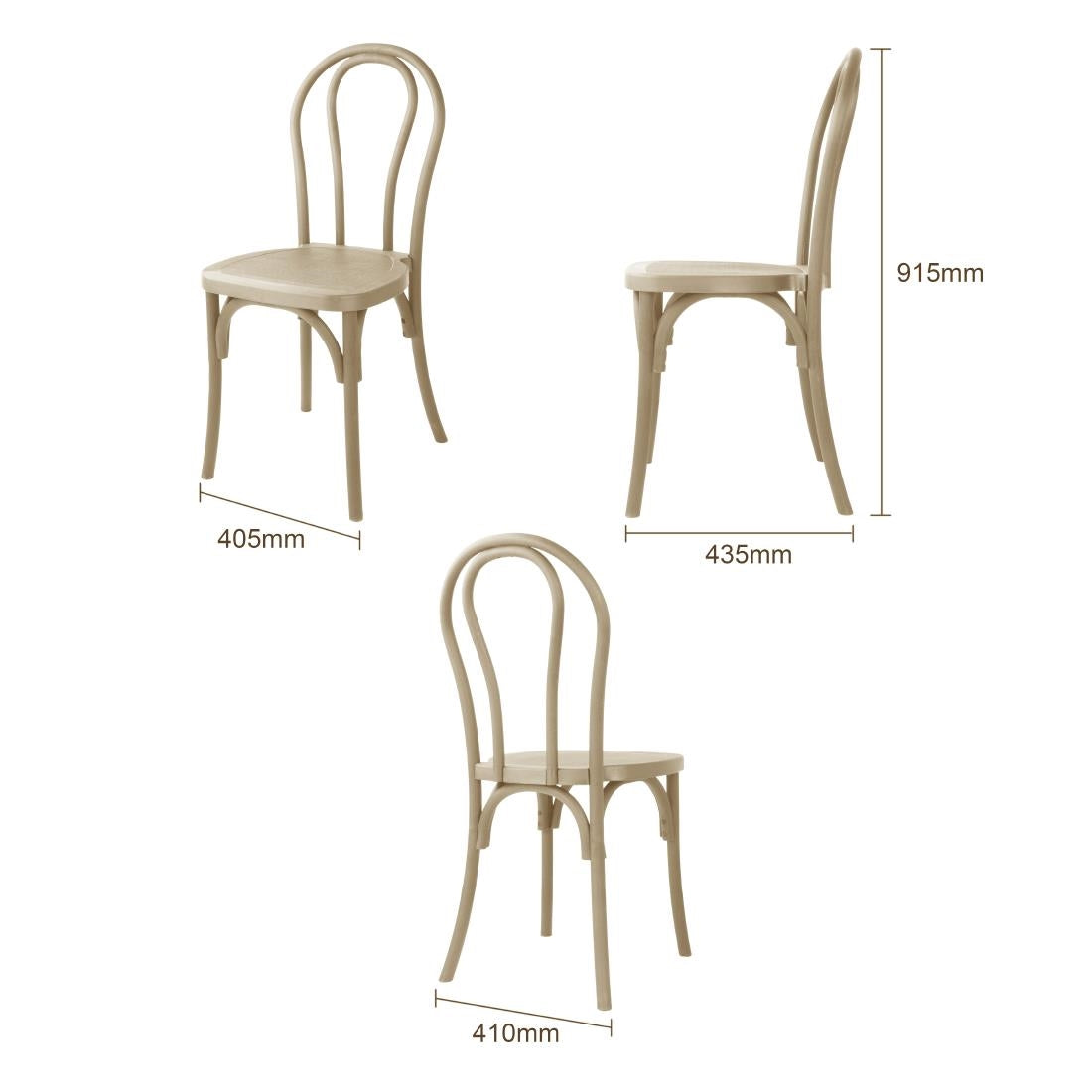 Bolero Soho Bentwood Style Resin Chairs Natural (4 Pack)